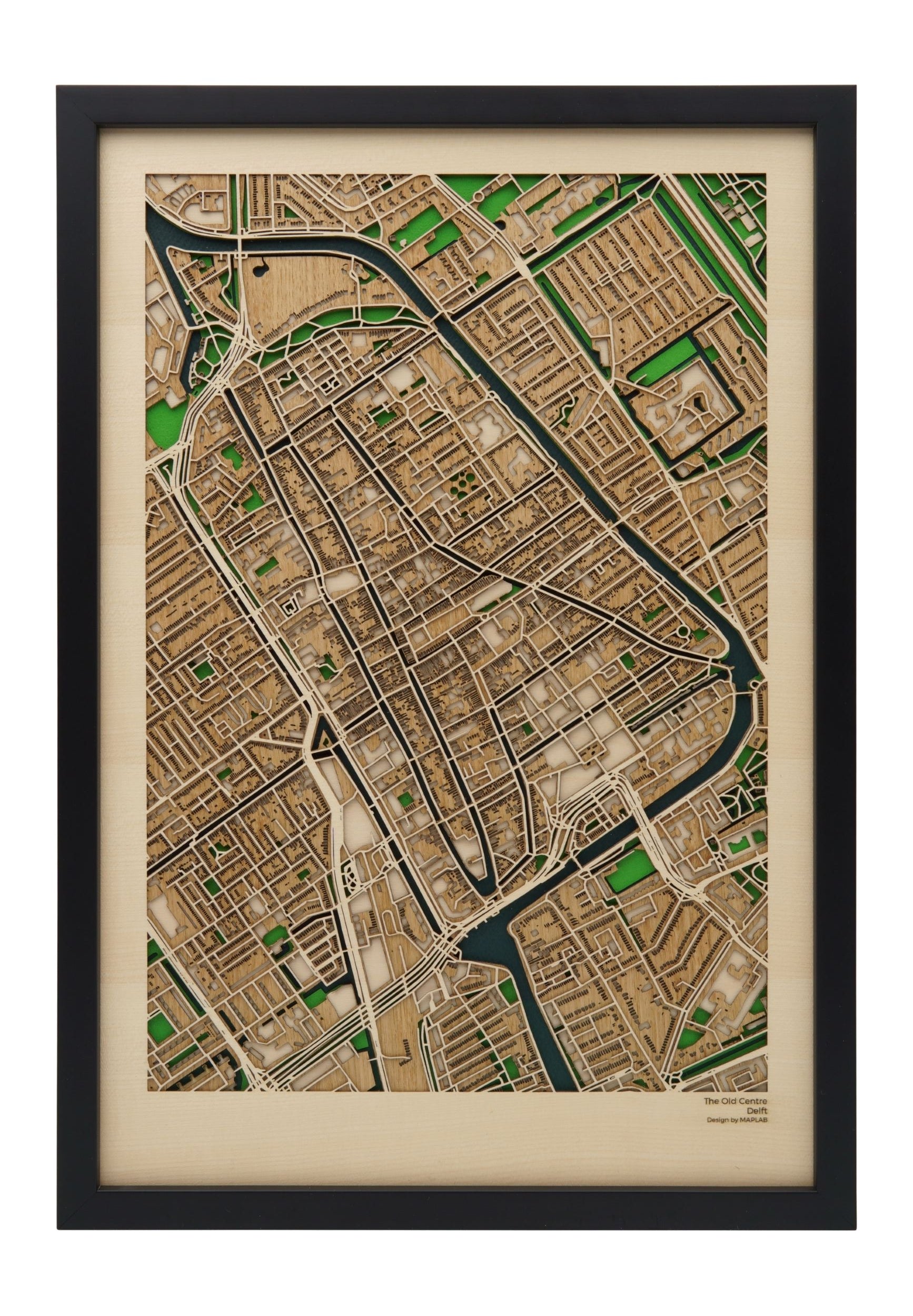 Delft Centre Map Art - Unique 3D Artwork - MAPLAB