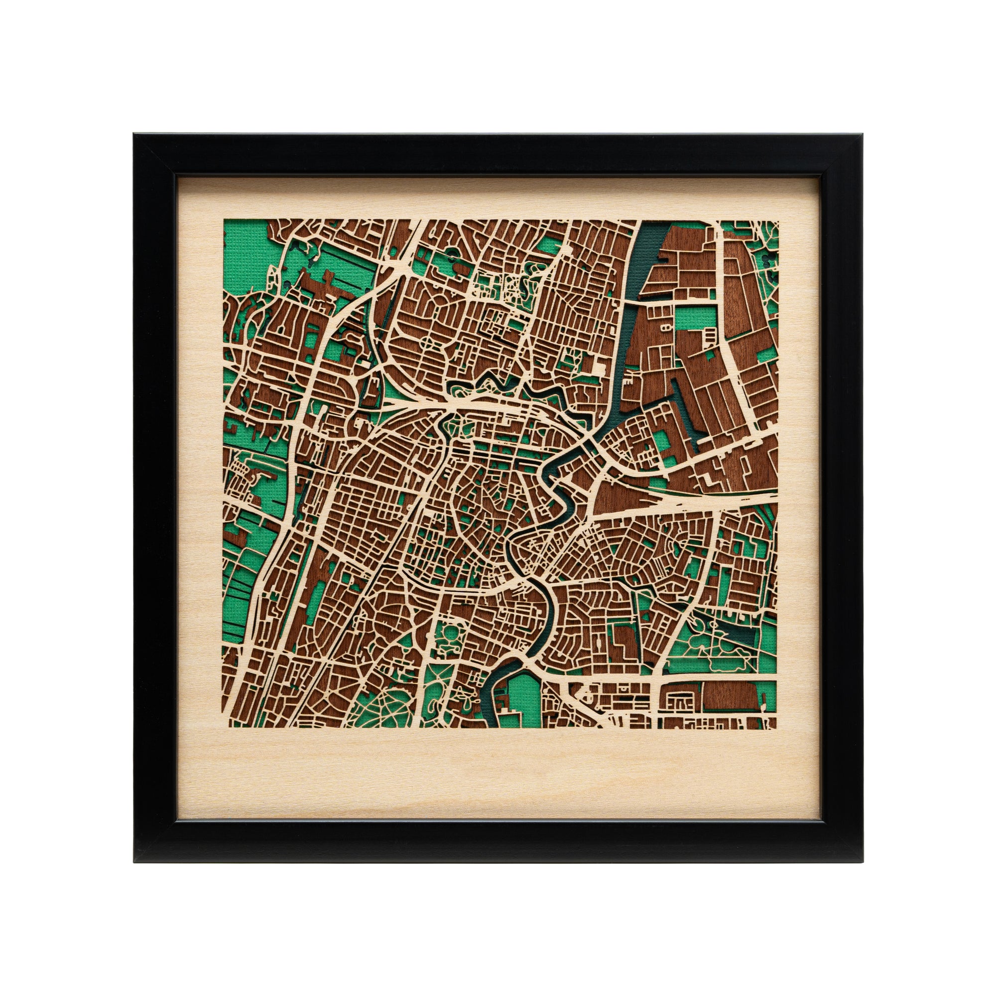 Haarlem City Map Art – 20cm Wooden Framed Artwork - MAPLAB