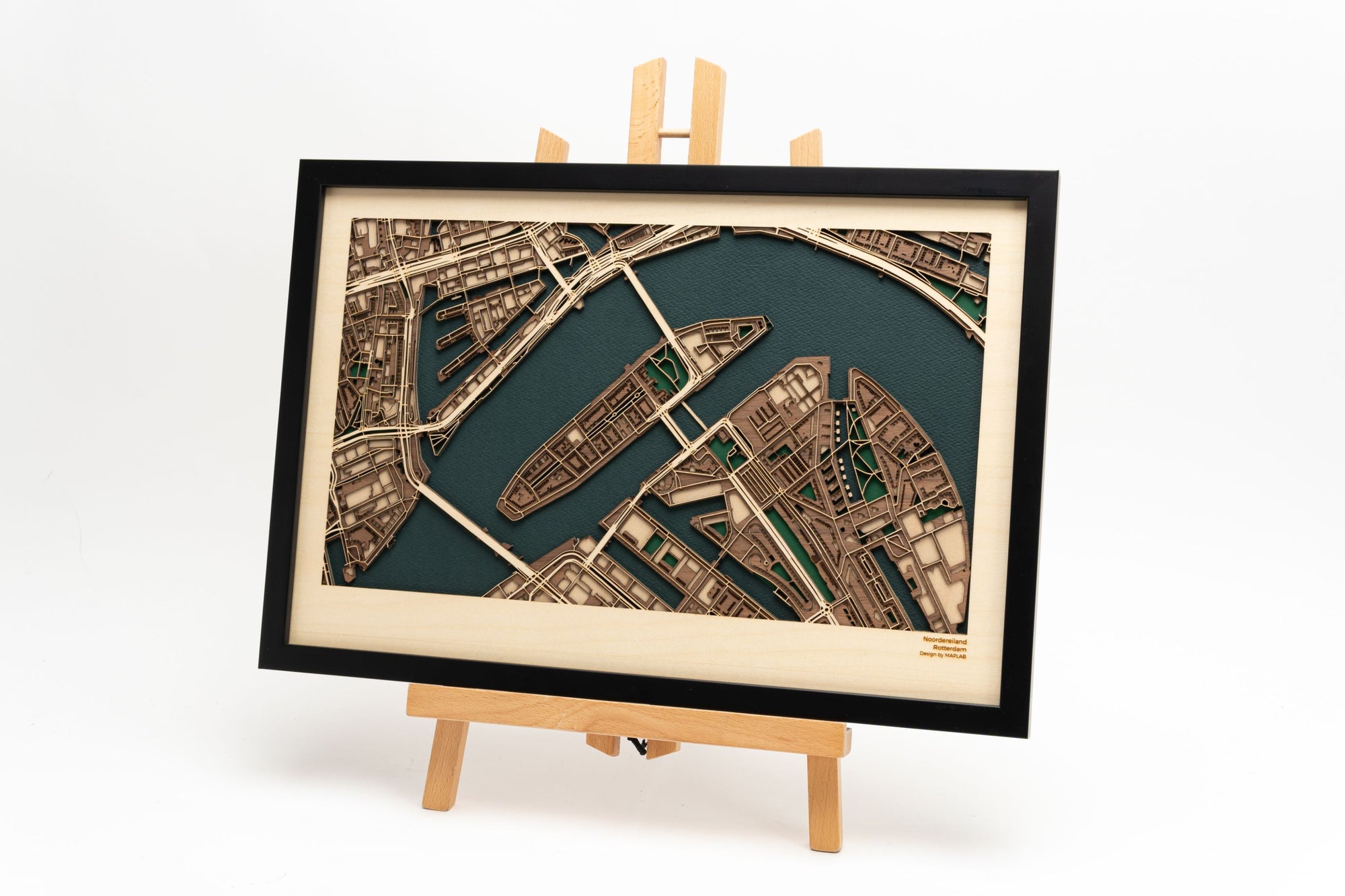 Handcrafted Rotterdam Noordereiland Map Art - MAPLAB