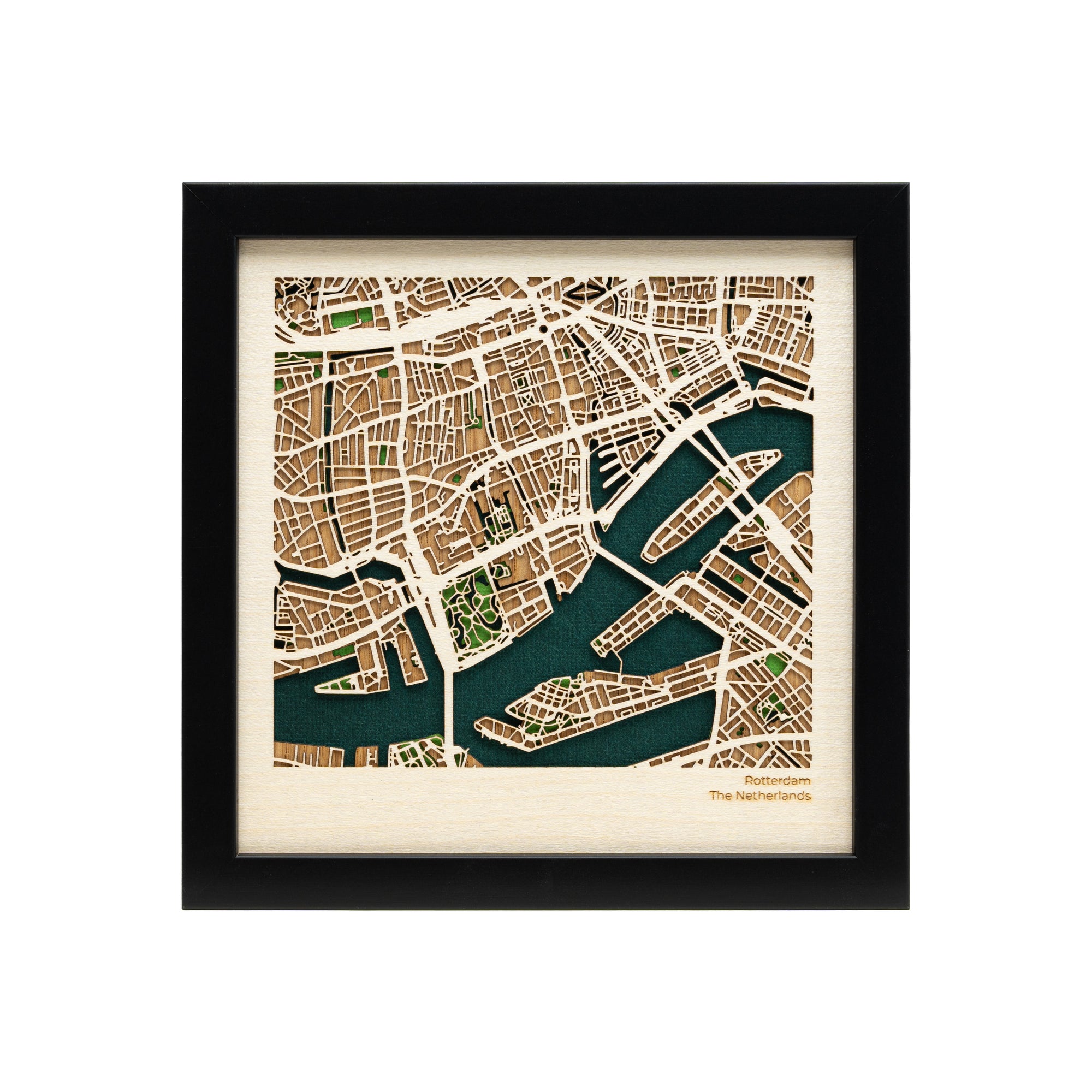Handcrafted Rotterdam Map Art - 15cm Framed Artwork - MAPLAB