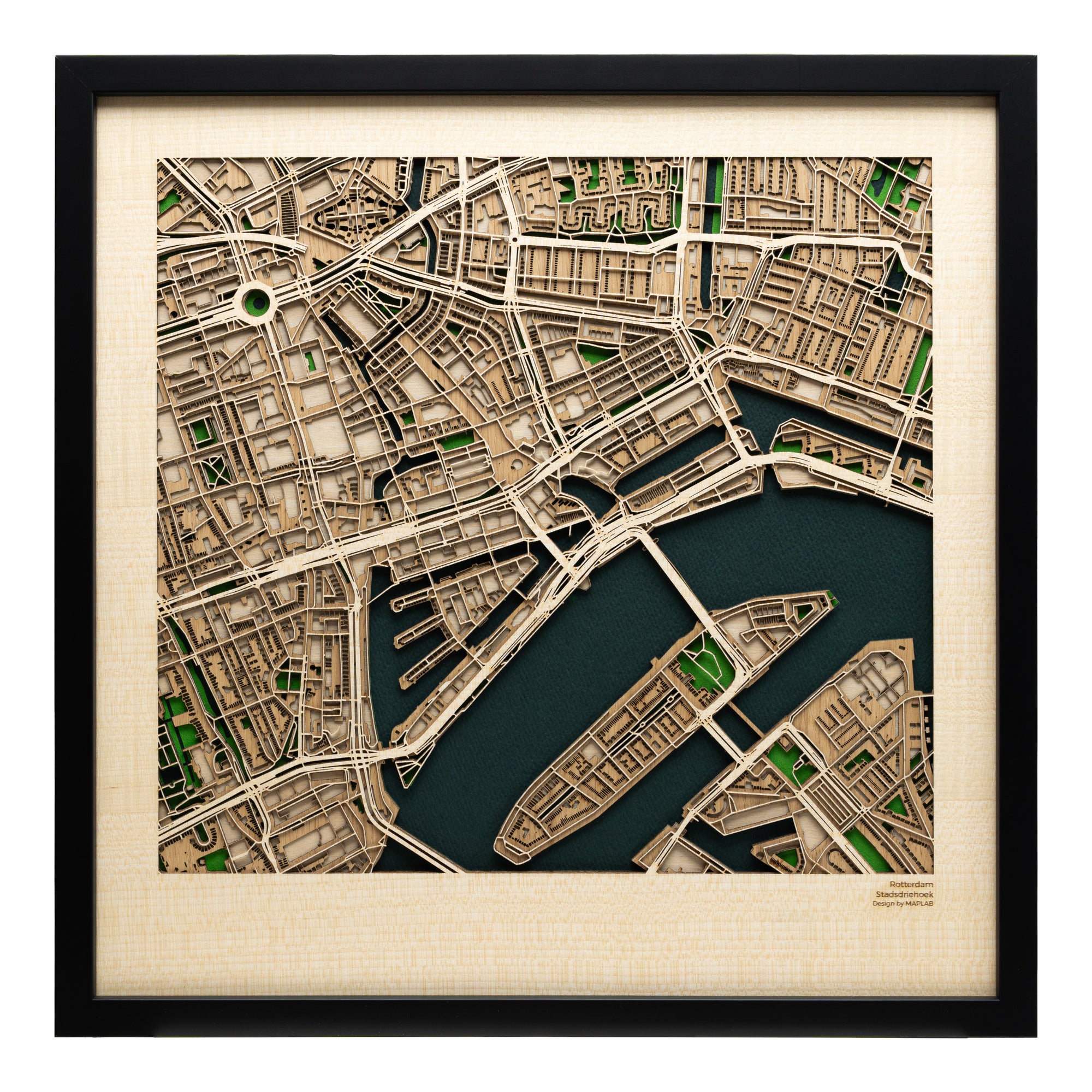 Handcrafted Rotterdam Stadsdriehoek Map Art - MAPLAB
