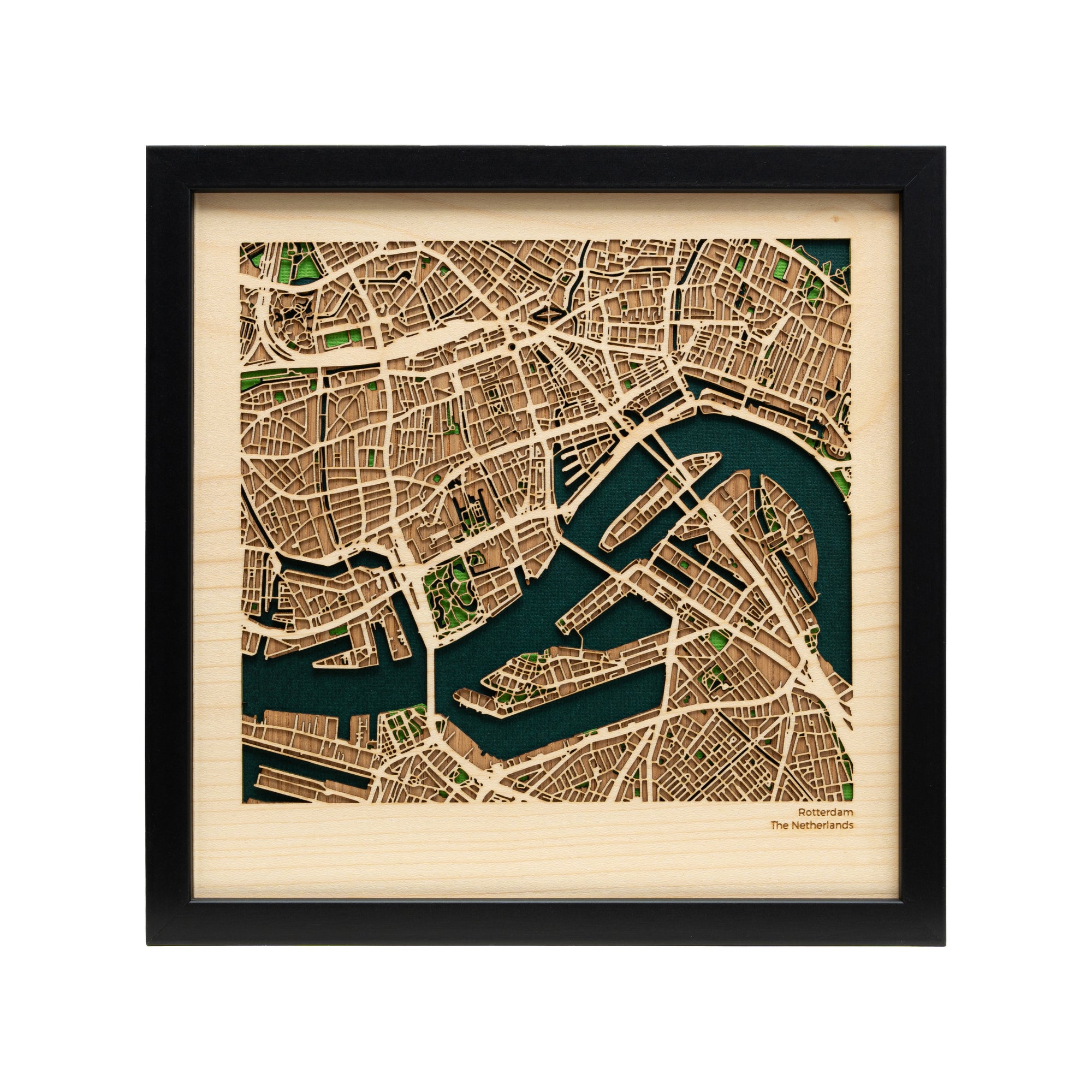 Rotterdam Wooden City Map - 20cm Decorative Art - MAPLAB